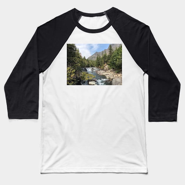 Picturesque Waterfall Baseball T-Shirt by Sparkleweather